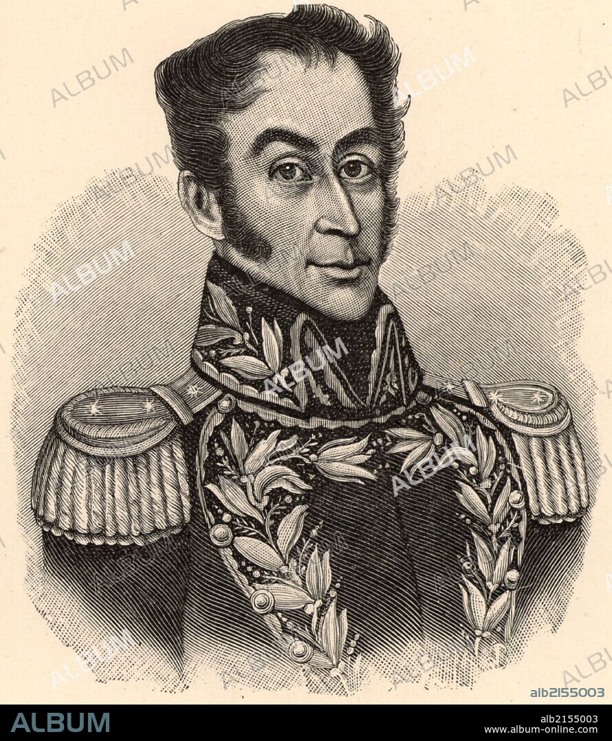 Simon Bolivar, the Liberator (Simon Jose Antonio de la Santisima Trinidad Bolivar Palacios y Blanco - 1783-1830) born in Caracas, Venezuela. South American revolutionary leader. Engraving. (Photo by: Universal History Archive/UIG via Getty Images).
