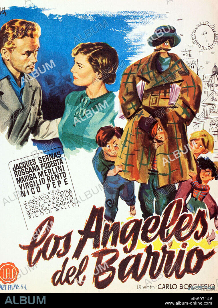 Poster de LOS ÁNGELES DEL BARRIO, 1952 (ANGELI DEL QUARTIERE, GLI), dirigida por CARLO BORGHESIO. Copyright EPOCA FILMS.