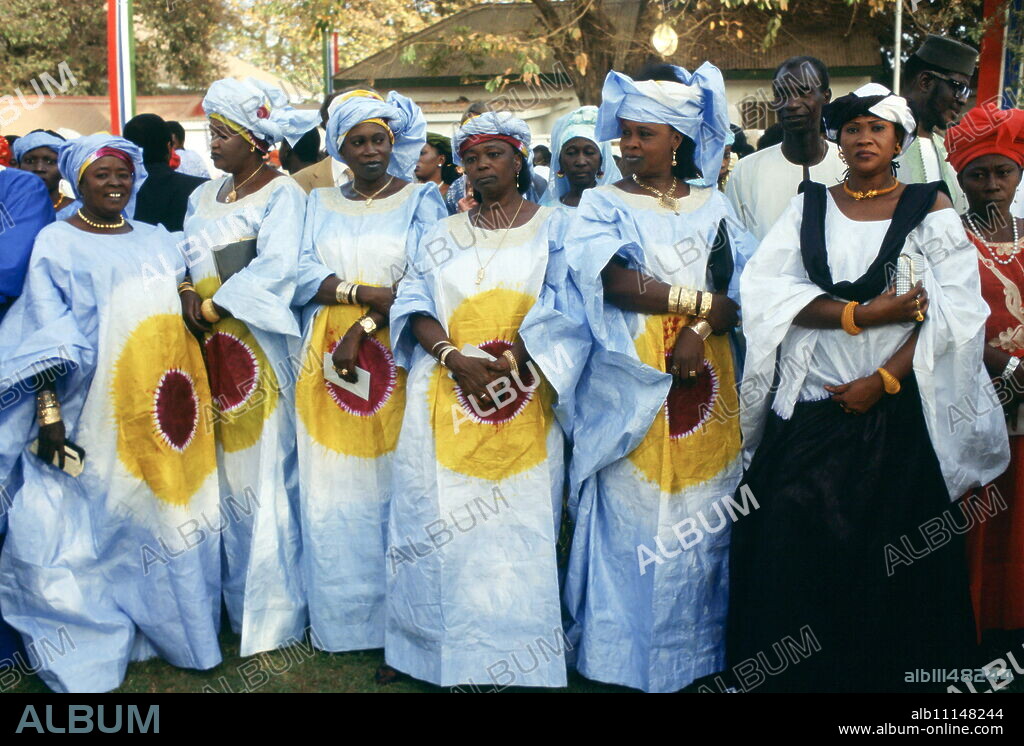Gambian women smartly dressed while atttending an Independence Day reception at the State House in Banjul, The Gambia, West Africa.