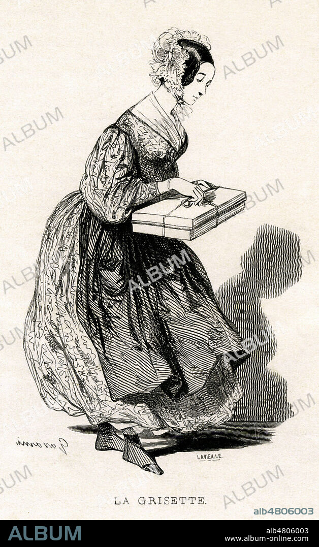 La grisette par Jules JANIN (1804-1874). Illustration de 1840 par GAVARNI (1804-1866) pour Les Francais peints par eux-memes. credit : Collection Jonas/Kharbine-Tapabor.