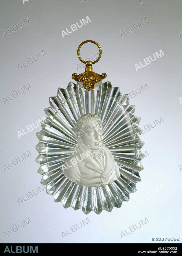 Plaque, Compagnie des Cristalleries de Vonêche-Baccarat, France, founded 1765, c.182425, Glass, porcelain, and brass, Made in Baccarat, Lorraine, France, Europe, Glassware, 5 3/4 x 3 5/8 x 5/8 in. (14.6 x 9.2 x 1.6 cm).