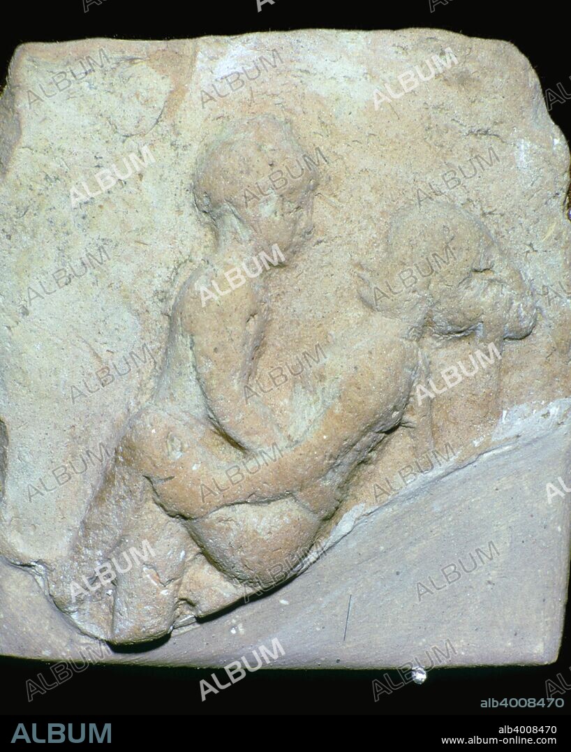 Babylonian terracotta plaque showing ritual fornication associated with fertility rites and cult of Ishtar/Astarte), currently at the Istanbul Archaeological Museum.