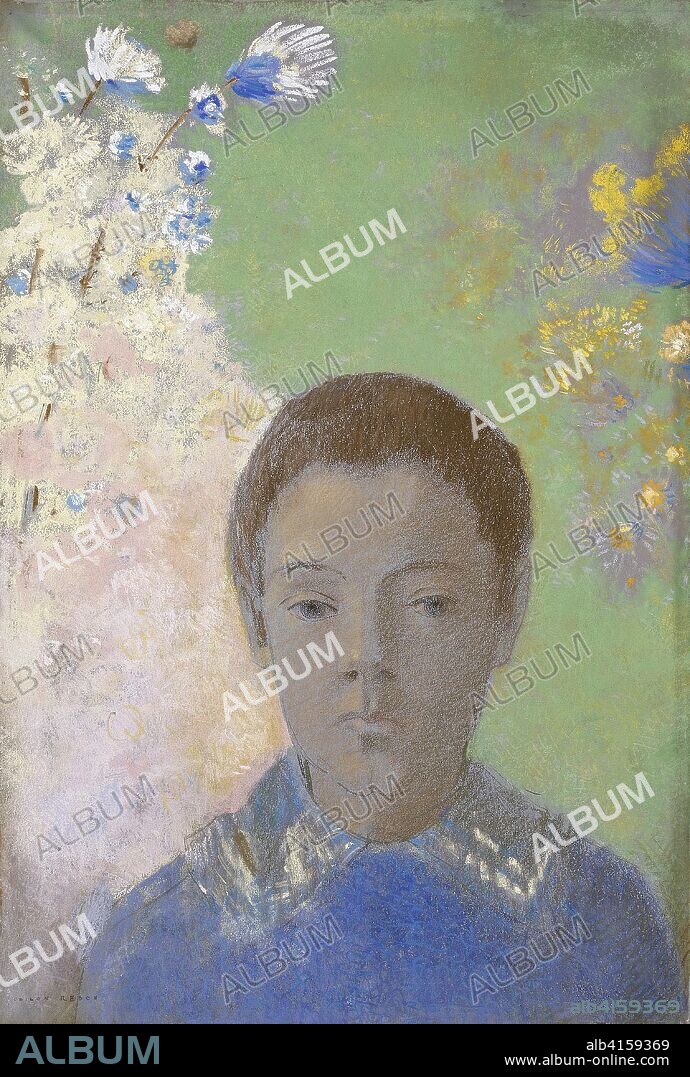 Portrait of Ari Redon. Odilon Redon; French, 1840-1916. Date: 1884-1892. Dimensions: 448 × 308 mm. Pastel on pale blue wove paper faded to gray. Origin: France.