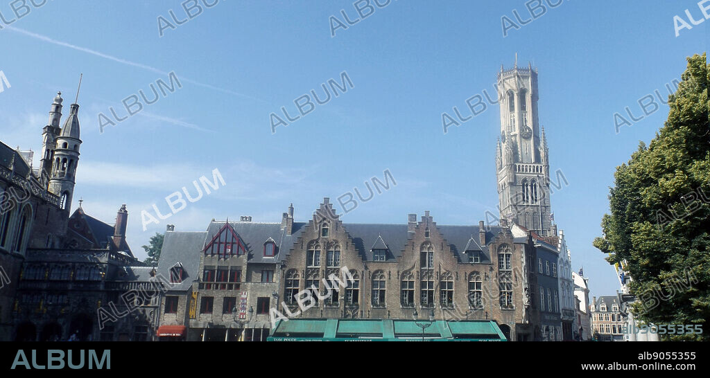 The belfry of Bruges, or Belfort, is a medieval bell tower in the historical centre of Bruges, Belgium. One of the city's most prominent symbols, the belfry formerly housed a treasury and the municipal archives, and served as an observation post for spotting fires and other danger. A narrow, steep staircase of 366 steps, accessible by the public for an entry fee, leads to the top of the 83-metre-high building, which leans about a metre to the east.