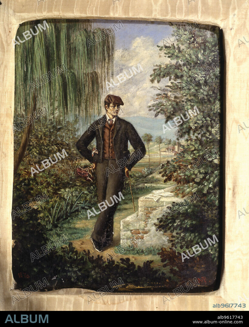 Oil painting on canvas of  Mosen Jacinto Verdaguer i Santaló  in the 'Font del Desmai' (1845 - 1902). Spanish poet and priest, by Mariano de Pico i Valls.