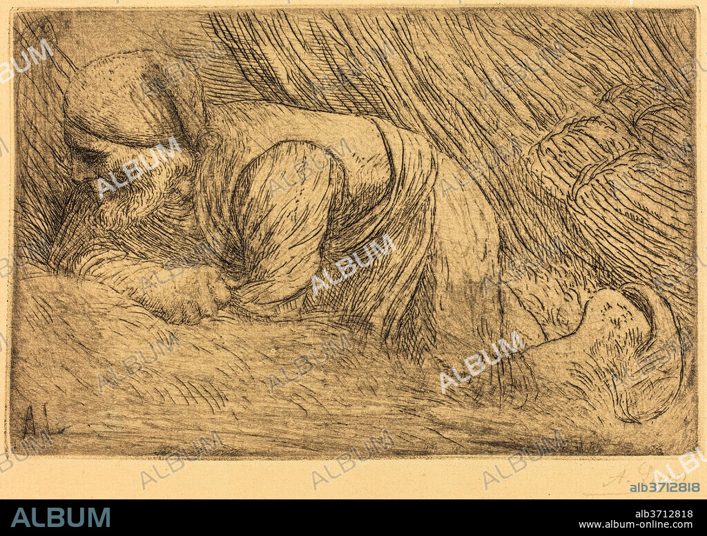 ALPHONSE LEGROS. Fagot-gatherer (Le fagotier). Medium: etching and drypoint?.