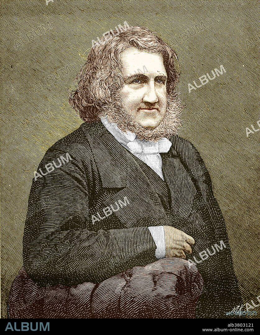 Color enhanced illustration of James Simpson (1811-1870), Scottish physician. Simpson, who later called himself James Young Simpson, was the first person to use anesthetics on women giving birth. He first used ether during a difficult labor on 19 January 1847. In November 1847 he began using chloroform to avoid carrying around heavy bottles of ether. Simpson published a controversial pamphlet, Account of a New Anesthetic Agent (1847). Opponents claimed that painful labor was a biological and religious necessity. The clamor died down in 1853 after Queen Victoria used chloroform during childbirth. This led to his being knighted, the first person to be so honored for services to medicine. 1883.