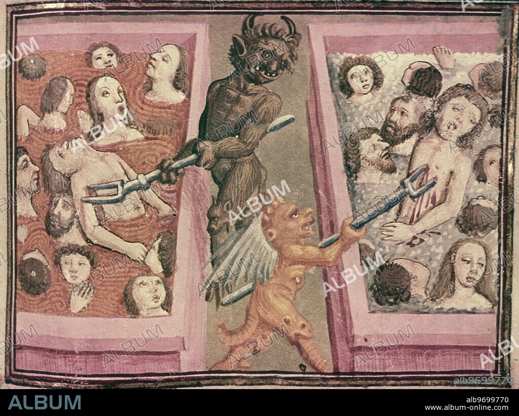 Ms Douce 134 French c. 1450-70 : Punishment of the envious in Hell.