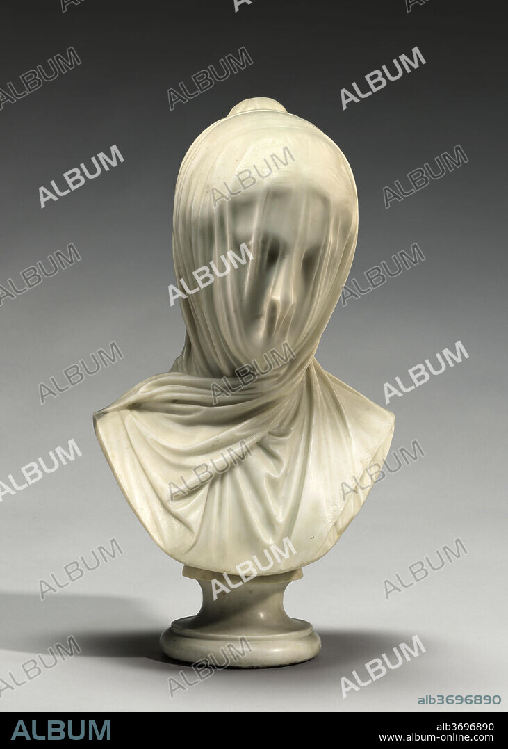 ITALIAN 19TH CENTURY, POSSIBLY AFTER A MODEL BY GIUSEPPE CROFF. Veiled Bust  (The Veiled Nun). Dated: c. 1863. Dimensions: overall: 52.71 × 27.94 ×  24.13 cm (20 3/4 × 11 - Album alb3696890