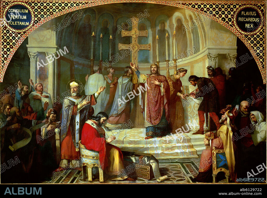 MARTI MONSO JOSE. EL TERCER CONCILIO DE TOLEDO AÑO 589 - CONVERSION DE RECAREDO AL CATOLICISMO - 1862 - L 2,22 x 3,28 - Nº INVENTARIO 23.
