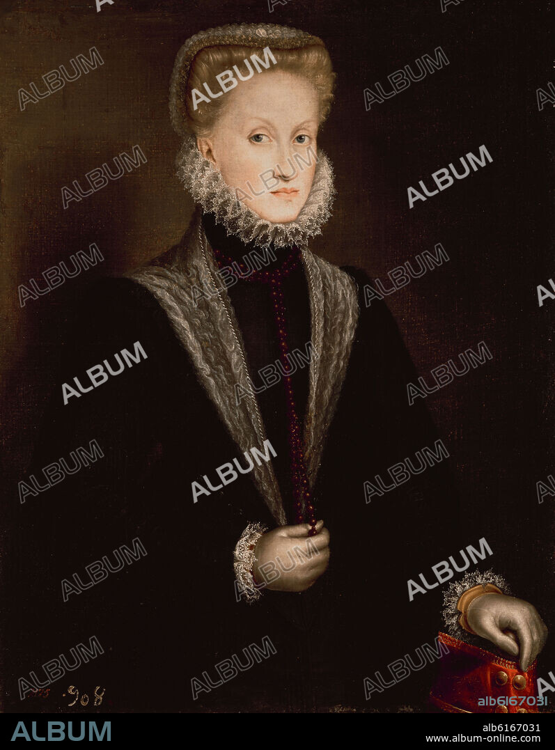 SOFONISBA ANGUISSOLA (1532-1625). LA REINA DOÑA ANA DE AUSTRIA - CUARTA ESPOSA DE FELIPE II - 1573 - O/L - 86 x 67,5 cm - NP 1284 - ESCUELA ITALIANA.
