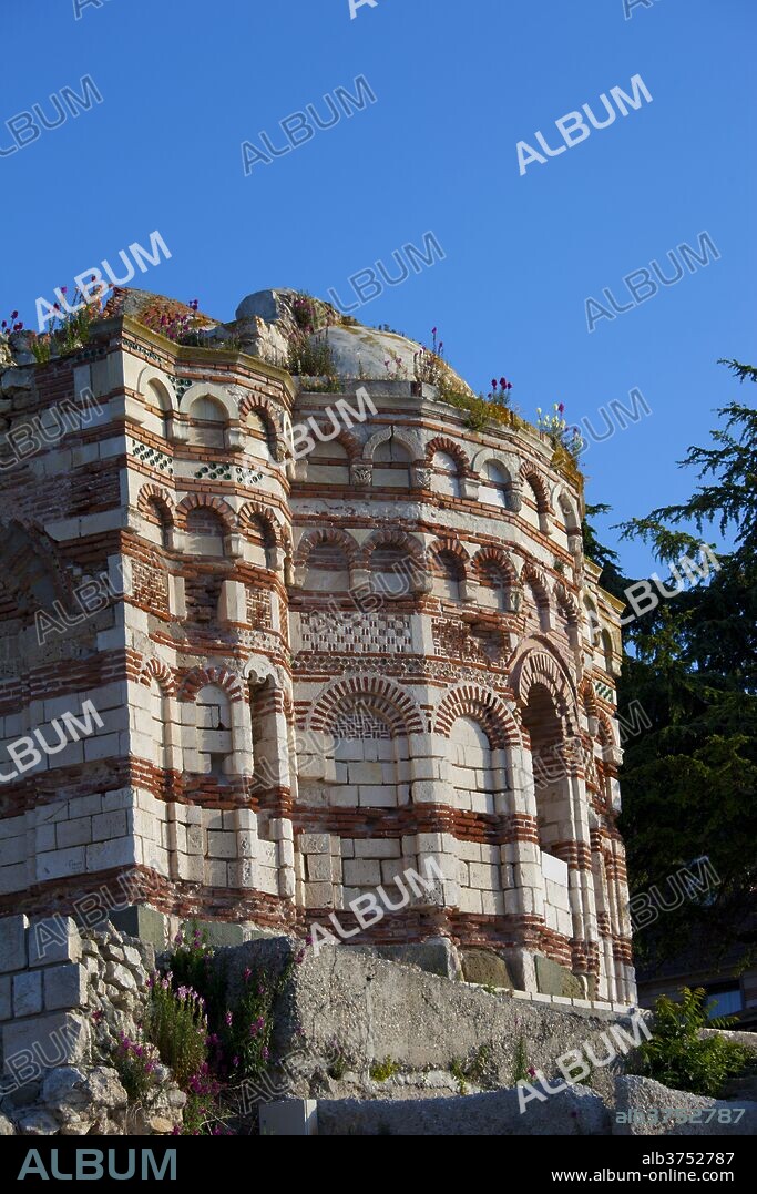 Ruins of the facade of the medieval Church of St. John Aliturgetos, a non sanctified church, UNESCO World Heritage Site, Nessebar, Bulgaria, Europe.