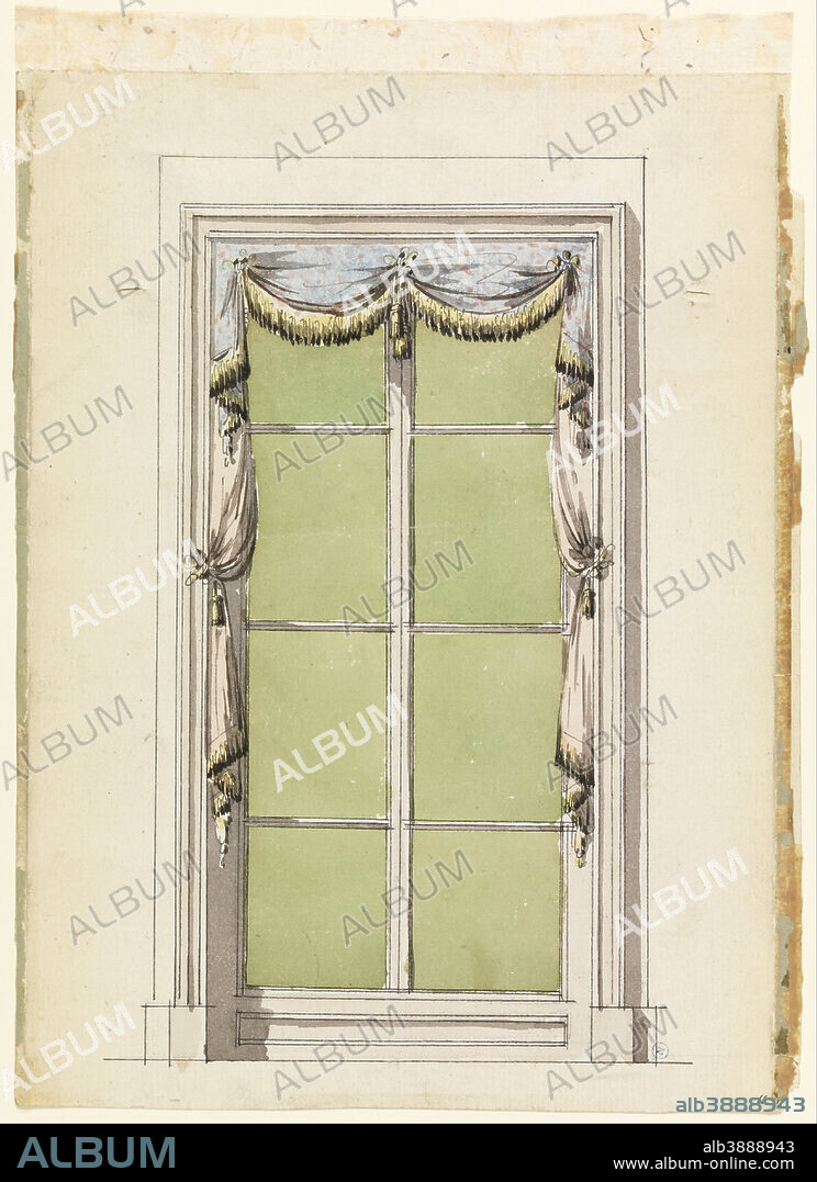 UNKNOWN. Design for a Window Hanging. Date/Period: 1775-1800. Drawing. Pen and black ink, brush and watercolor, graphite on off-white laid paper.