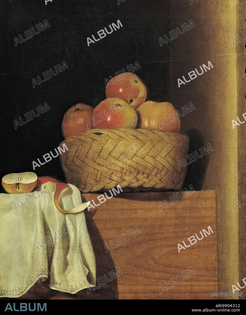 ANNA MARIA PUNZ. Still life with apple basket, 1754.