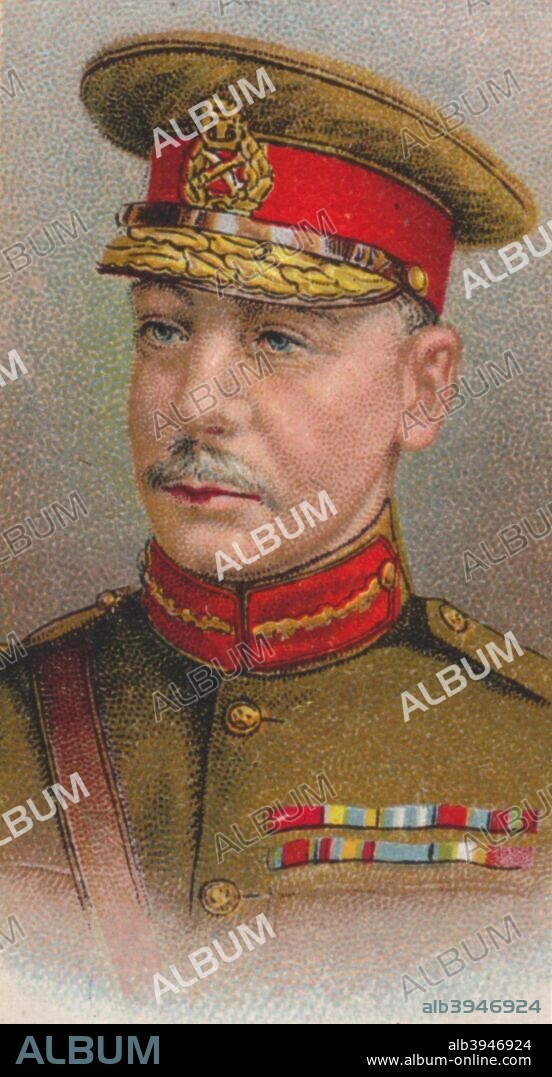 Major General Sir Charles Vere Ferrers Townshend (1861?1924), British Army officer, 1917. Townshend led the disastrous first British Expedition against Baghdad during World War I. He was later elected to parliament as Member of Parliament for The Wrekin (1920-1922). However as reports surfaced about how badly his troops had suffered at the hands of the Turks (more than half of the soldiers who surrendered having died in Turkish captivity) his reputation was destroyed. He died in some disgrace in 1924. From Will's Cigarettes 'Allied Army Leaders' cigarette card series, 1917.