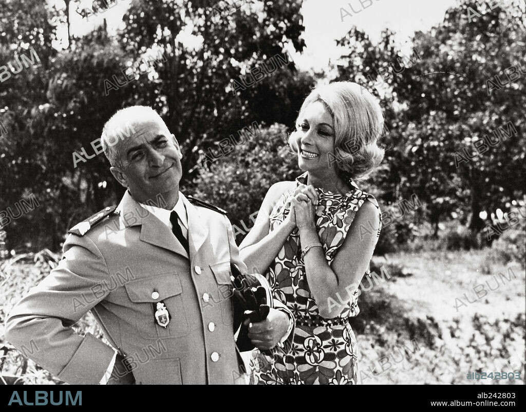 CLAUDE GENSAC and LOUIS DE FUNES in THE GENDARME GETS MARRIED, 1968 (LE GENDARME SE MARIE), directed by JEAN GIRAULT.
