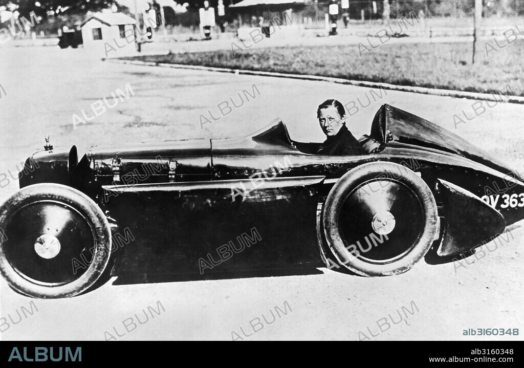 Paris, France: c. 1931 Gwenda Stewart in her bantam car in which she set the world's small-car speed record of 109.13 mph at the Montlhery Track near here.