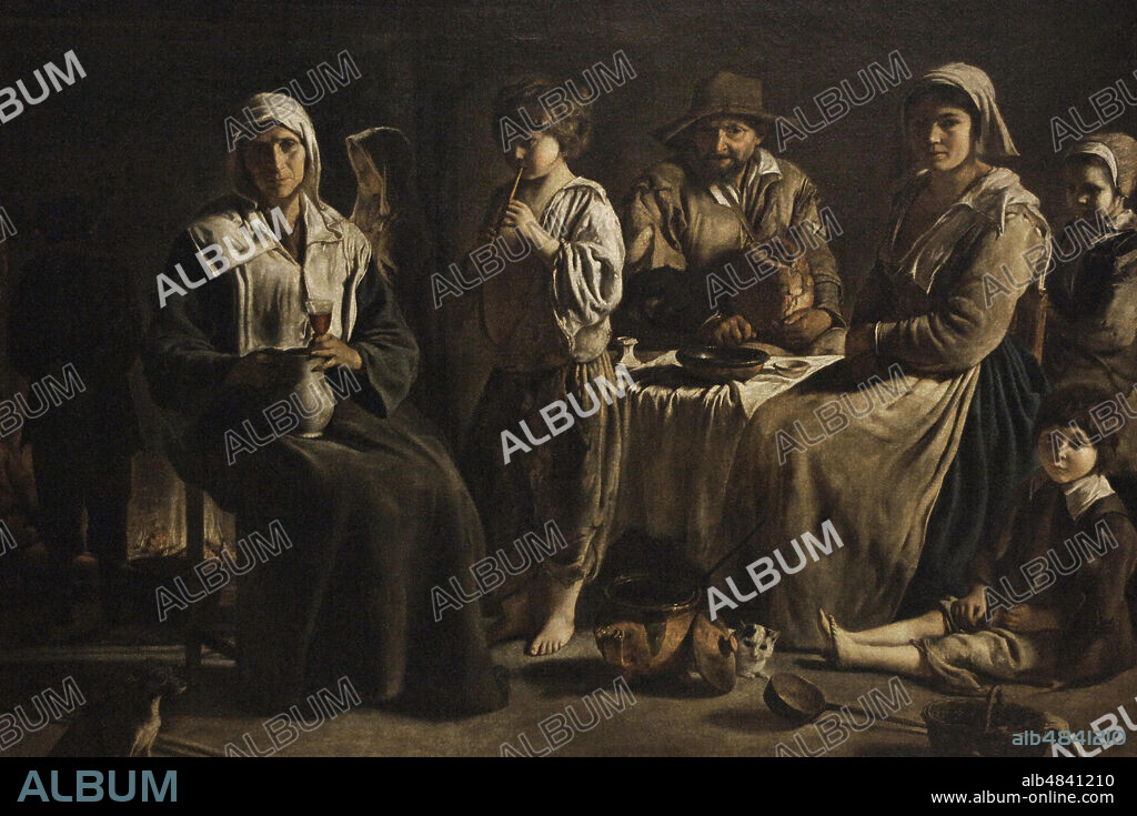 Louis Le Nain (1593-1648) o Antoine Le Nain (h.1600-1648). Pintores barrocos franceses. Familia de campesinos en un interior. Museo del Louvre. París. Francia.