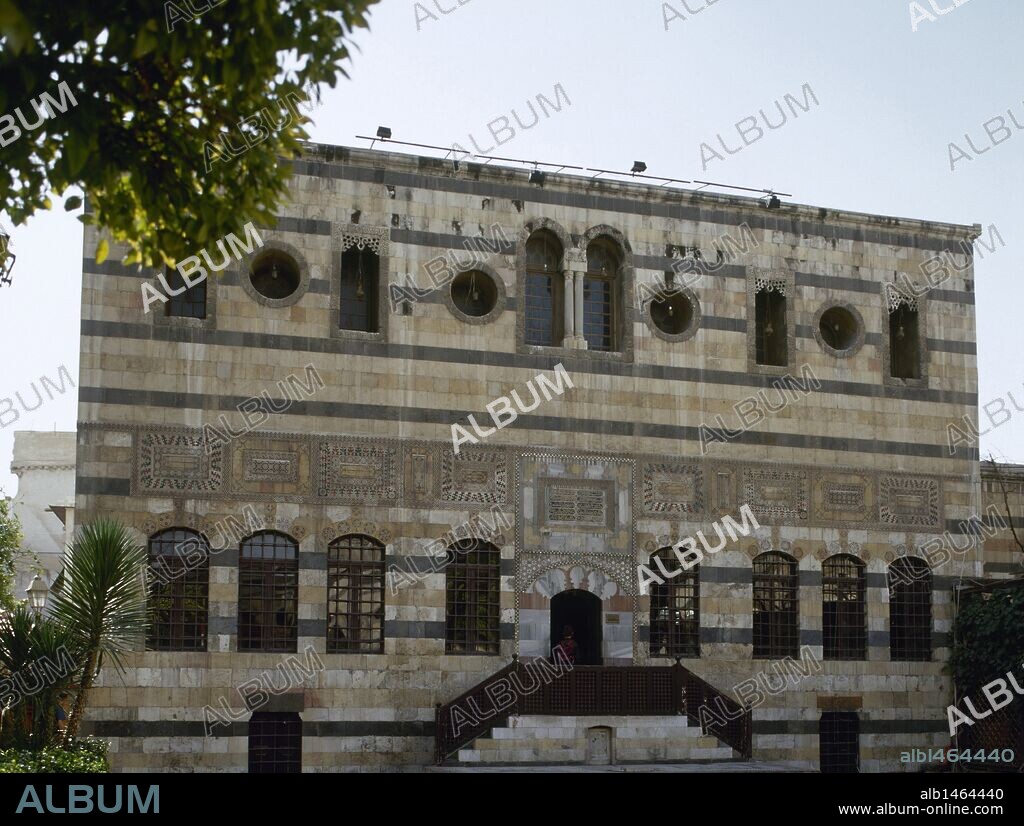 Syria. Damascus. Azm Palace (Beit Al-Azem).  Facade. It was originally built in 1750 as a residence for the Ottoman governor of Damascus As'ad Pasha al-Azm. Actually houses the Museum of Arts and Popular Traditions.