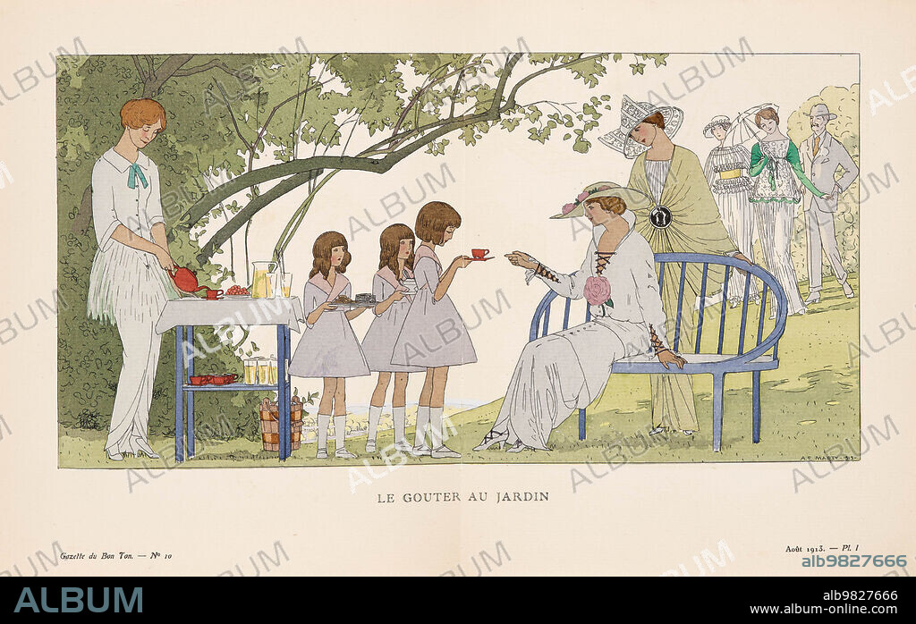 ANDRE EDOUARD MARTY. Le Gouter au Jardin, (La Gazette du Bon Ton).