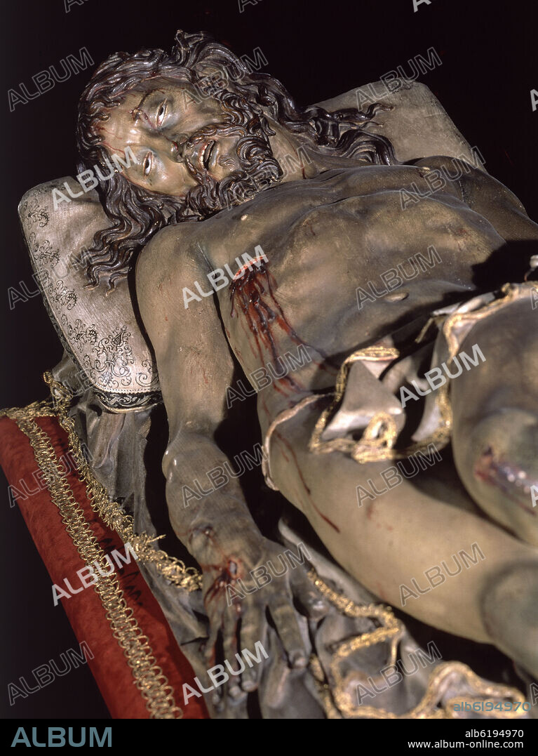 GREGORIO FERNANDEZ. CRISTO YACENTE- S XVII- ESCULTURA BARROCA-MADERA POLICROMADA.