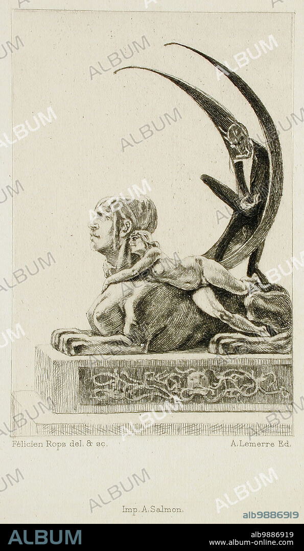 FéLICIEN ROPS. Le Sphinx, 1886. From Les Diaboliques - Petites planches.