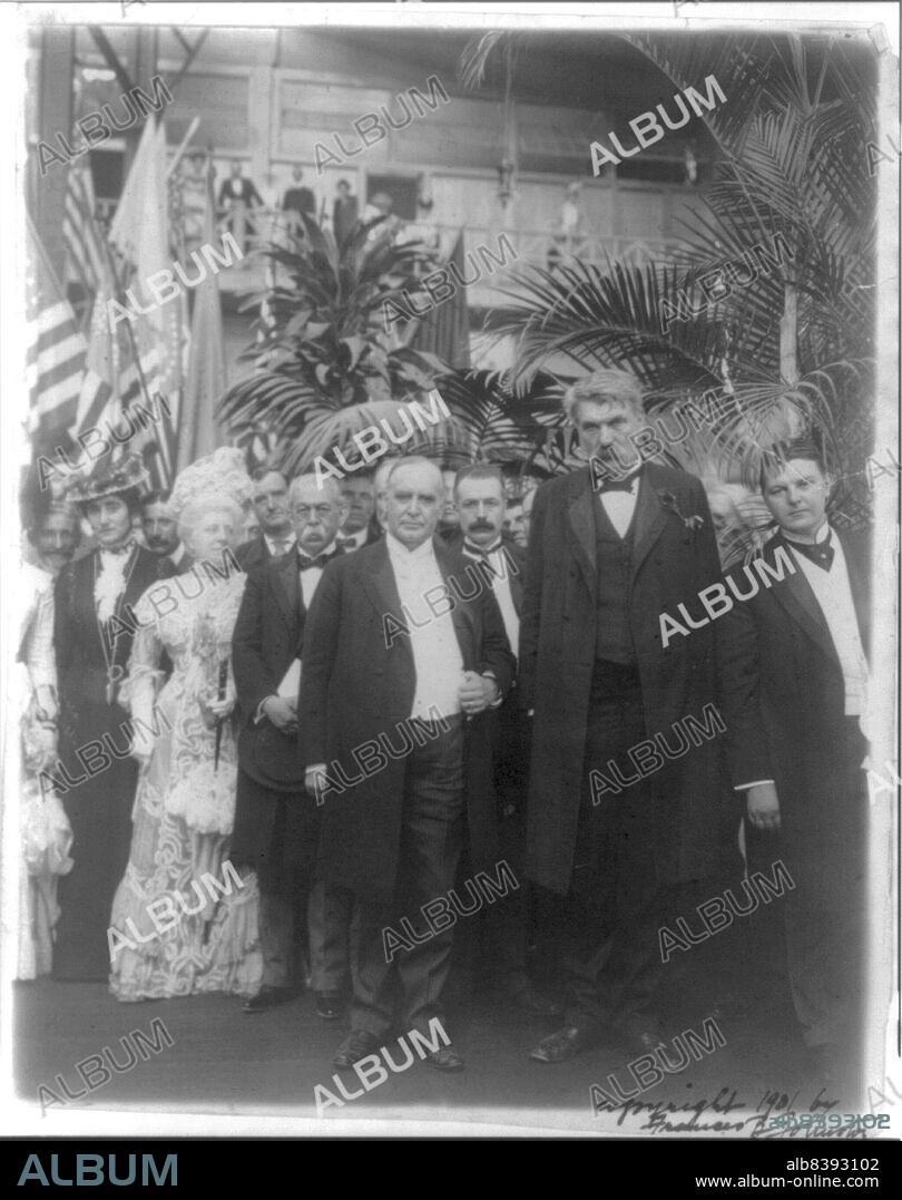 FRANCES BENJAMIN JOHNSTON. The last portrait of McKinley, Buffalo, N.Y. Sept. 5, 1901. [Photograph taken at the Pan-American Exposition, just before US President William McKinley was assassinated by Leon Czolgosz. Mrs. John Miller Horton, Chairwoman of the Entertainment Committee of the Woman's Board of Managers; John G. Milburn; Señor Asperoz, the Mexican Ambassador; the President; George B. Courtelyou, the President's secretary; Col. John H. Bingham of the Government Board].
