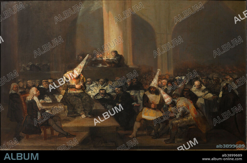 FRANCISCO DE GOYA. Escena de Inquisición. Date/Period: 1808/1812. Painting. Oil on panel. Height: 46 cm (18.1 in); Width: 73 cm (28.7 in).