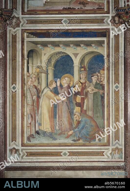 SIMONE MARTINI. Martini, Simone c. 1280/85 - 1344. "The Investiture of St. Martin of Tours as Knight". Fresco, c. 1320/25. Assisi, S.Francesco. (Lower Church, Martins Chapel). (Photo: Stefan Diller).