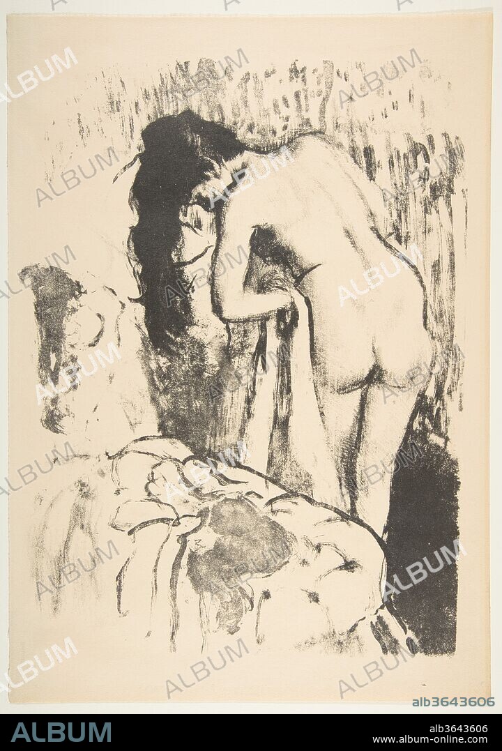 Nude Woman Standing, Drying Herself. Artist: Edgar Degas (French, Paris 1834-1917 Paris). Dimensions: image: 13 x 9 5/8 in. (33 x 24.5 cm)
sheet: 14 3/4 x 10 3/8 in. (37.5 x 26.3 cm). Date: 1891-92.