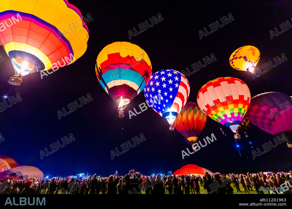 Dawn patrol at the Fiesta Hot Air Balloon Festival, Albuquerque, New Mexico, United States of America, North America.