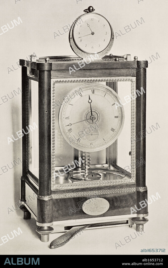 Synchronizer, a combined clock and watch made by Abraham Louis Breguet in 1814 for King George IV when he was Prince Regent. From the book Buckingham Palace, It's Furniture, Decoration and History by H. Clifford Smith, published 1931.