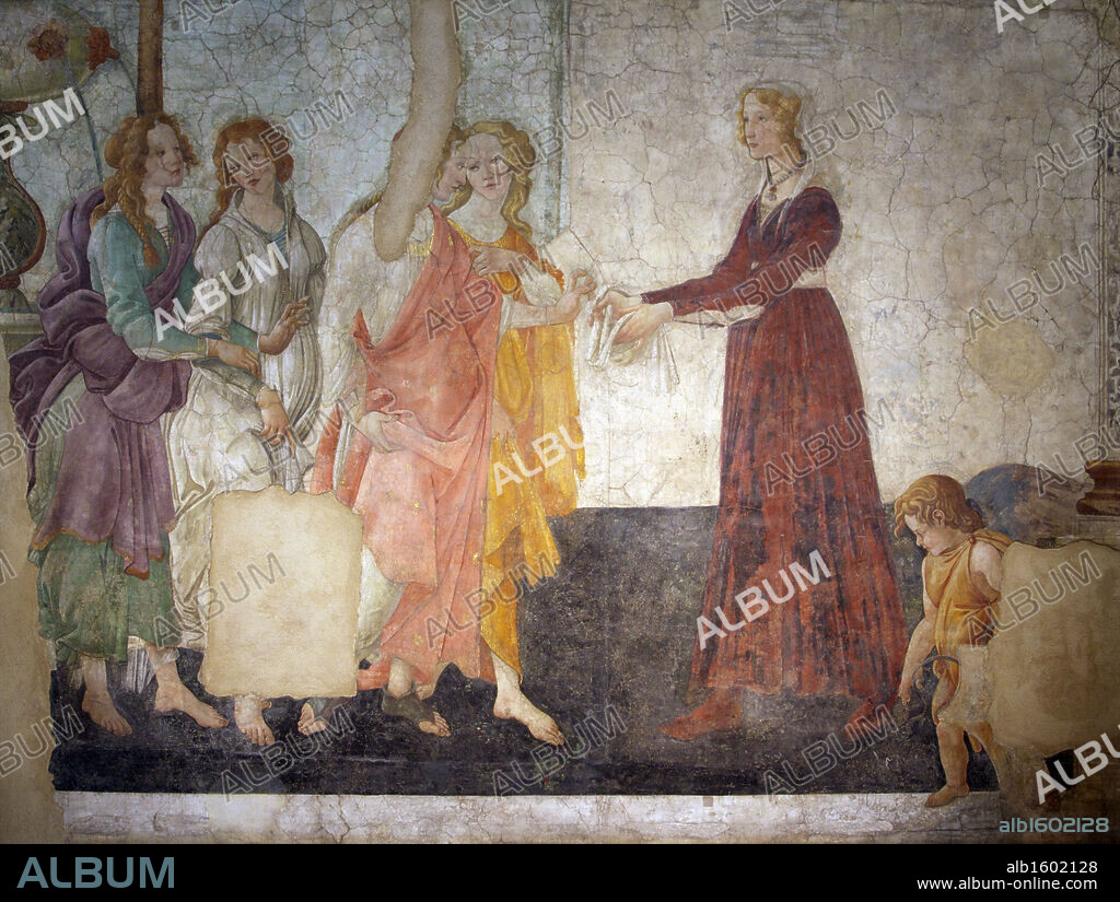 Venus and The Three Graces Offering Presents To A Young Girl by Sandro Botticelli, 1483-1485, France, Paris, Musee du Louvre.