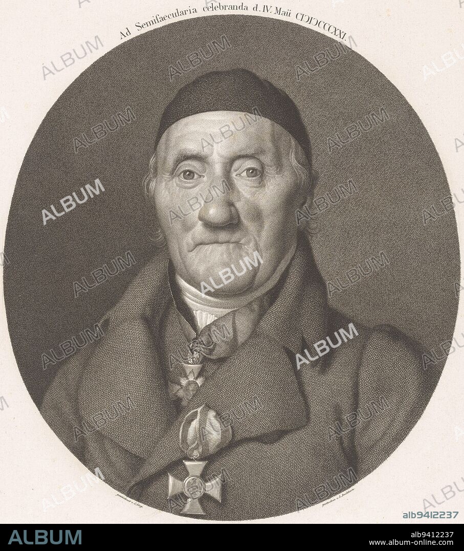 Portrait of Gotthilf Sebastian Roetger, print maker: Ludwig Buchhorn, (mentioned on object), intermediary draughtsman: Carl Sieg, (mentioned on object), printer: Hampe, (mentioned on object), Berlin, in or before c. May-1821, paper, engraving, h 349 mm × w 275 mm.