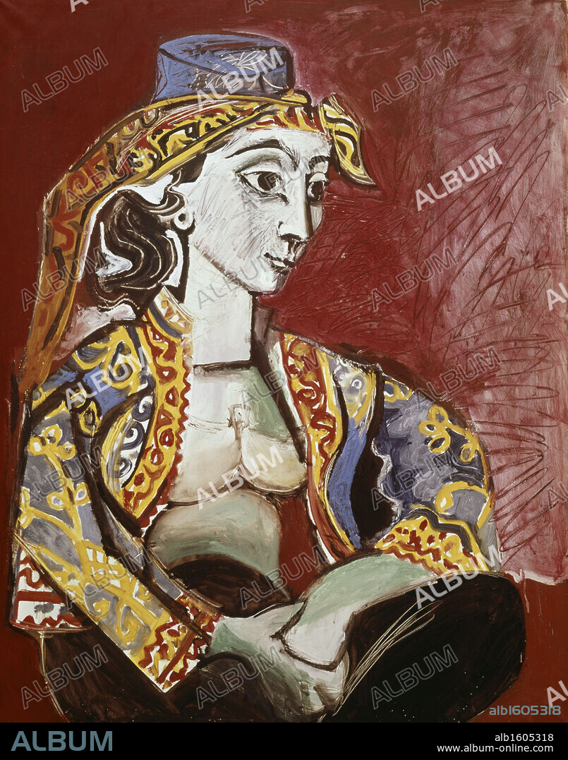 Portrait Of Jacqueline In A Turkish Vest by Pablo Picasso, 1955, 1881-1973, France, Mougins, Collection Jacqueline Picasso.