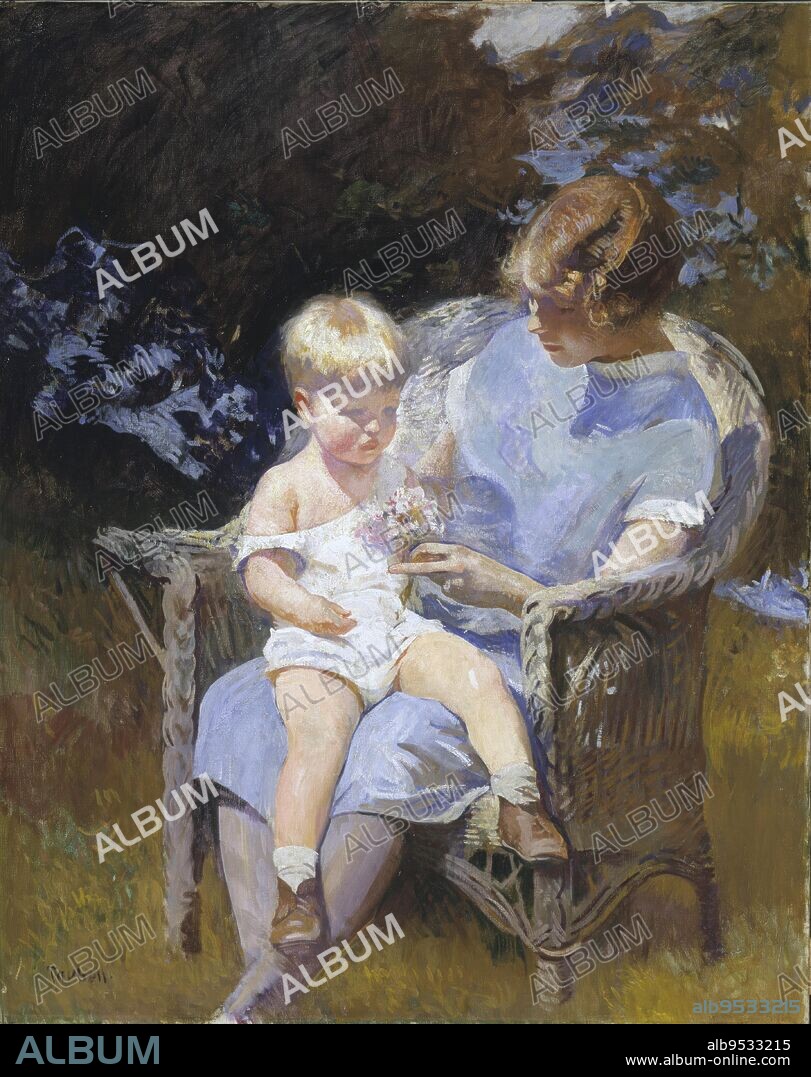 EDMUND CHARLES TARBELL. Marjorie and Little Edmund. oil on canvas. Date: 1928.