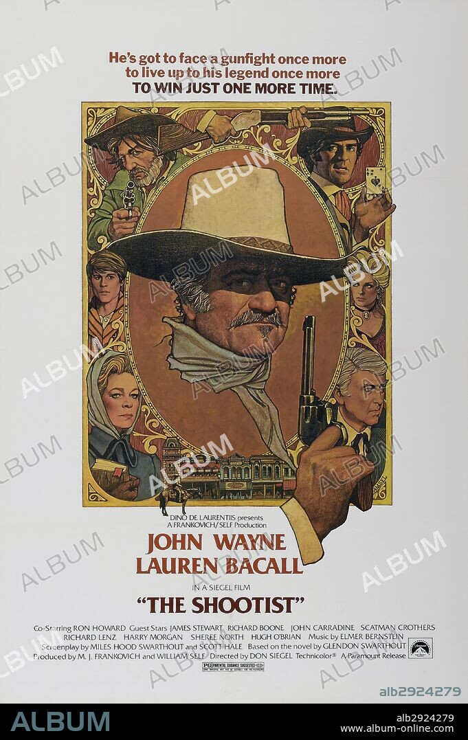 Poster de EL ÚLTIMO PISTOLERO, 1976 (THE SHOOTIST), dirigida por DON SIEGEL. Copyright PARAMOUNT PICTURES.