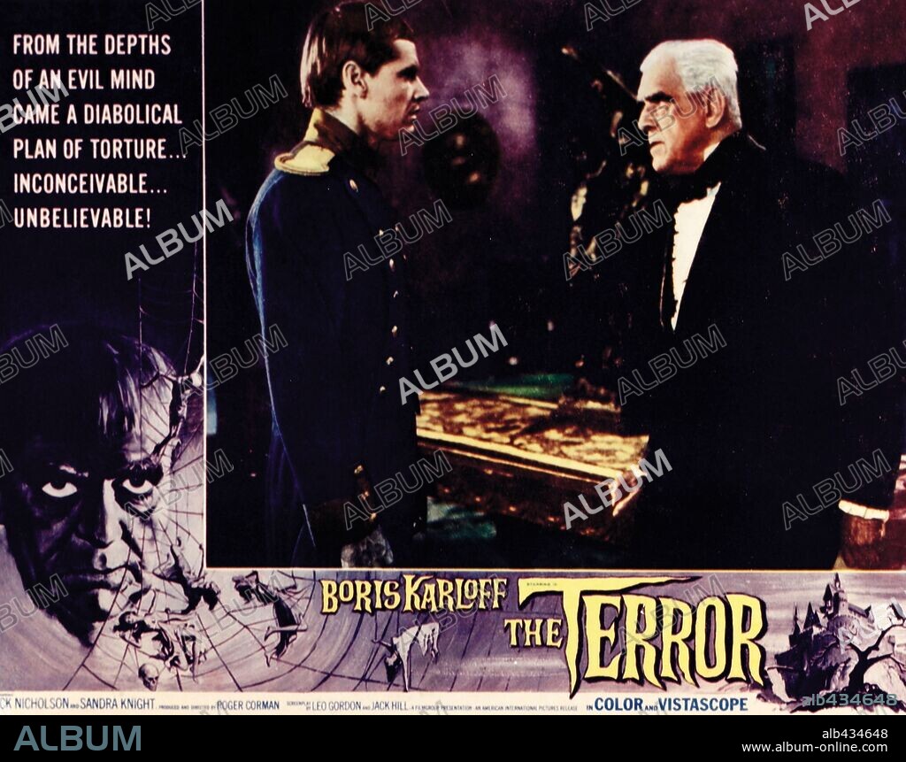 BORIS KARLOFF and JACK NICHOLSON in THE TERROR, 1963, directed by ROGER CORMAN. Copyright AMERICAN INTERNATIONAL PICTURES.