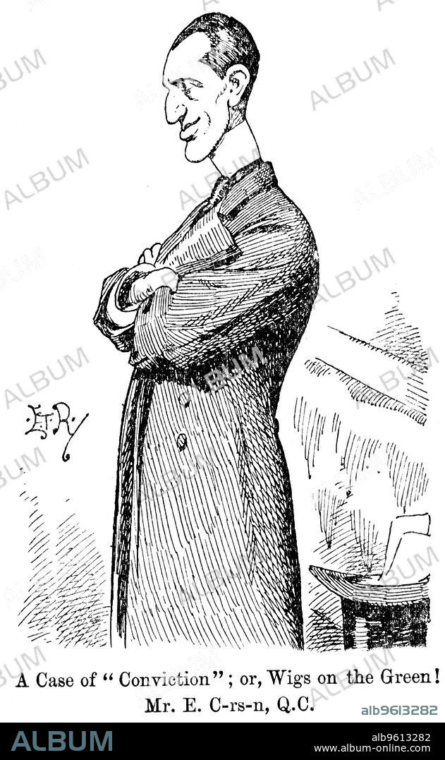 Edward Carson, Irish-born British politician and jurist, 1898. The Leader of the Irish Unionists, Carson (1854-1935) opposed Home Rule for Ireland. Cartoon from Punch. (London, 9 July 1898).