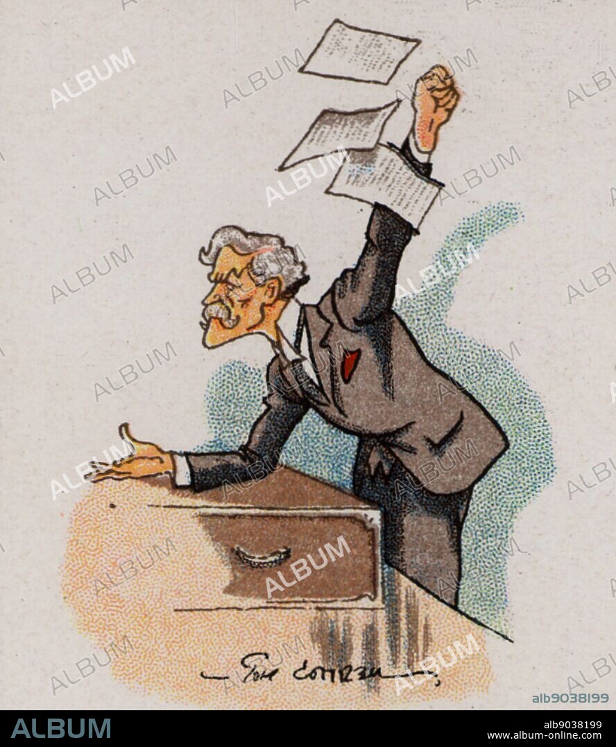 (James) Ramsay Macdonald (1866-1937), born at Lossiemouth, Moray, Scotland. British Labour (socialist) politician and the first Labour Prime Minister (1922-1924 and 1929). Macdonald at the dispatch box addressing the House of Commons. From a series of cards on 'Notable MPs' (London, 1929).