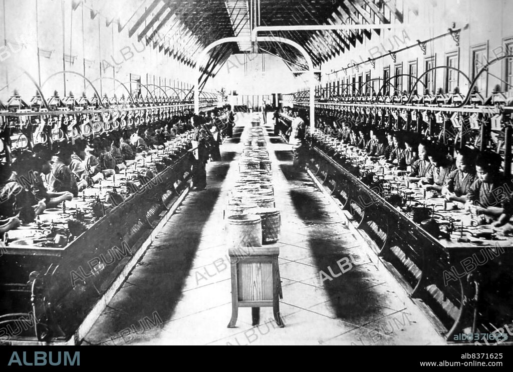 During the Meiji Period (1868 - 1912), rapid industrialization and modernization of Japan both allowed and required a massive increase in production and infrastructure. Japan built industries such as shipyards, iron smelters, and spinning mills, which were then sold to well-connected entrepreneurs.<br/><br/>. Consequently, domestic companies became consumers of Western technology and applied it to produce items that would be sold cheaply in the international market. With this, industrial zones grew enormously, and there was massive migration to industrializing centers from the countryside. Industrialization additionally went hand in hand with the development of a national railway system and modern communications.