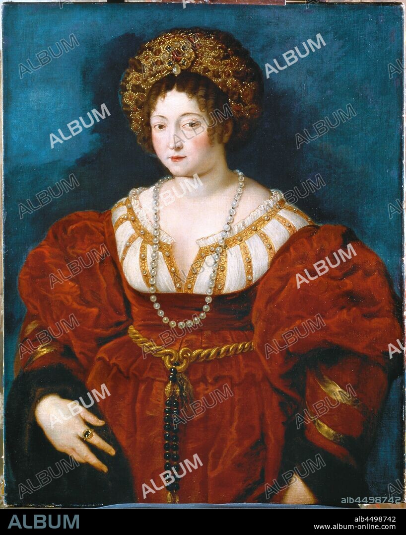 PIETER PAUL RUBENS. Portrait of Isabella d'Este (1474-1539) in Red. After Titian.