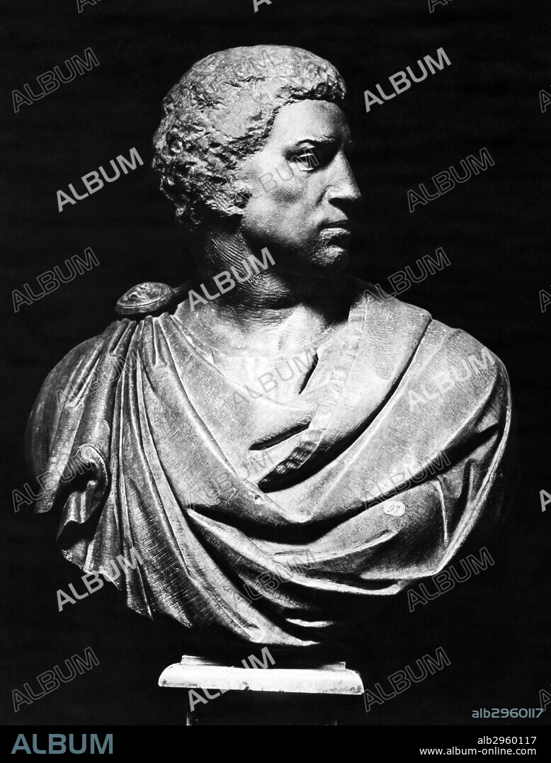 MARCUS JUNIUS BRUTUS(c85-42 B.C.). Roman politician and conspirator. Study for bust, c1539, by Michelangelo.
