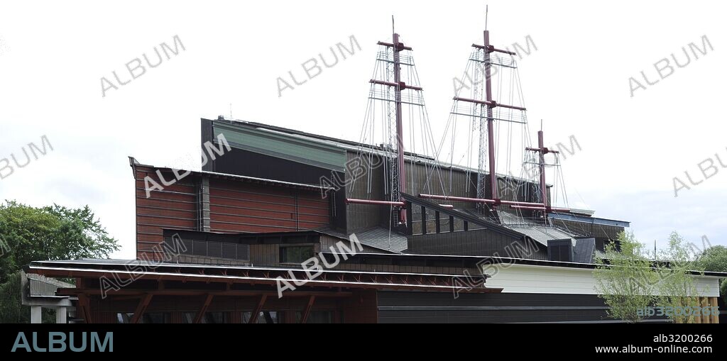 Museo Vasa. Alberga el buque de guerra de dicho nombre, construido en el s. XVII durante reinado de Gustavo Adolfo II Vasa. Vista del exterior. Estocolmo. Suecia.