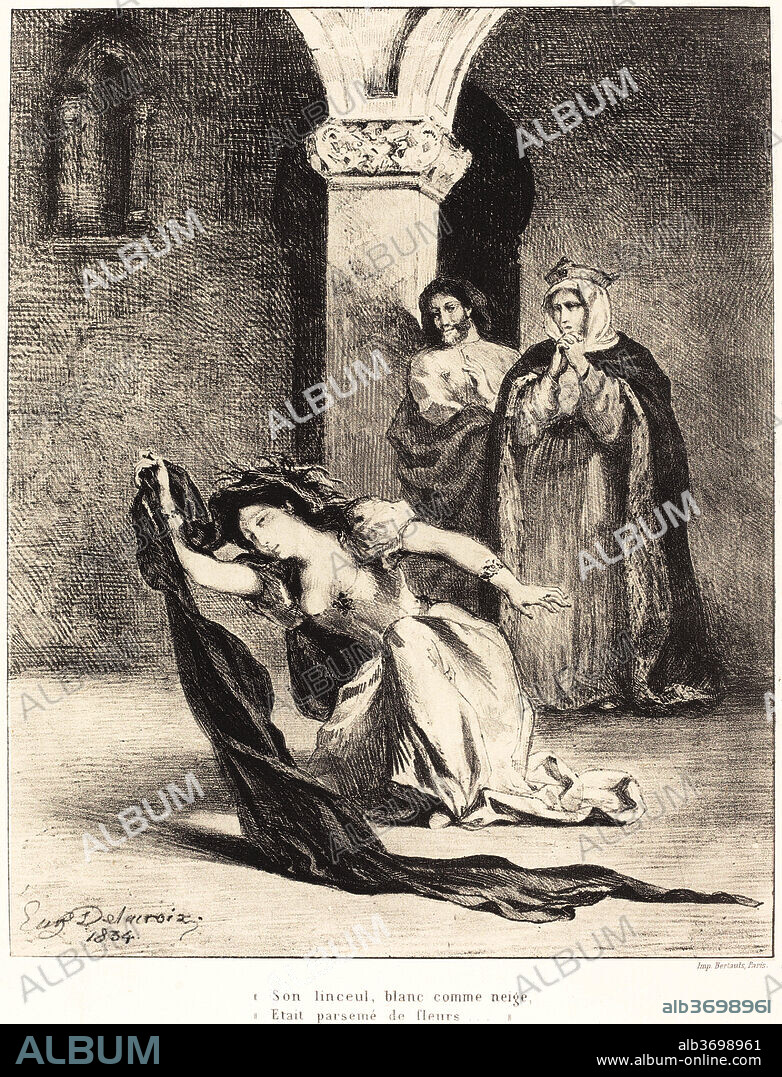 EUGENE DELACROIX. The Song of Ophelia (Act IV, Scene V). Dated: 1834. Medium: lithograph.