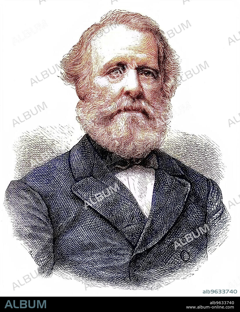 Johann Jakob Sturz, 1800 - 1877, Prussian Consul General in Brazil, lover of people and animals, historical woodcut, circa 1870, digitally restored reproduction of an original artwork from the 19th century, exact original date not known, colored.