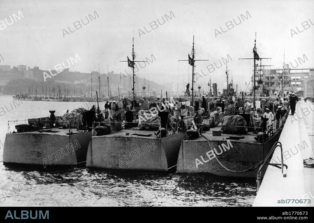 German craft in Gdynia. Light German naval units are docked in the harbour of Gdynia, just occupied. Poland, September 1939.