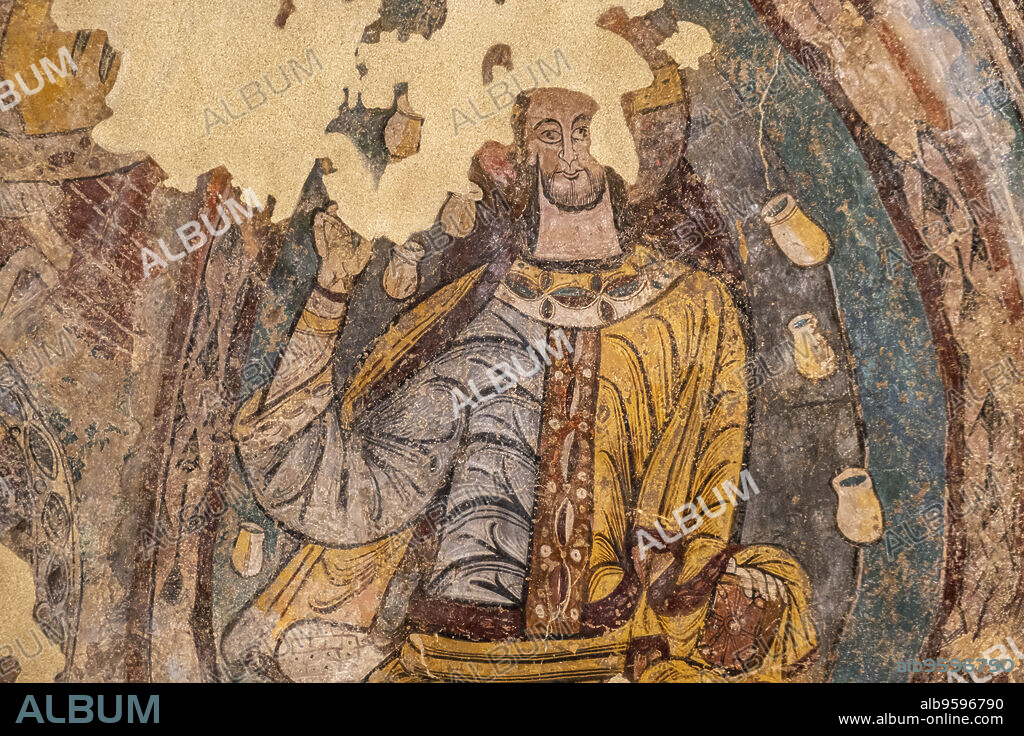 mural paintings of Ruesta, 12th century, fresco torn and transferred to canvas, come from the church of San juan bautista in Ruesta, Diocesan Museum of Jaca, Huesca, Spain.