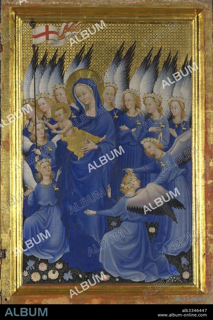 WILTON MASTER. Virgin and Child with Angels (The right inside panel of the Wilton Diptych).