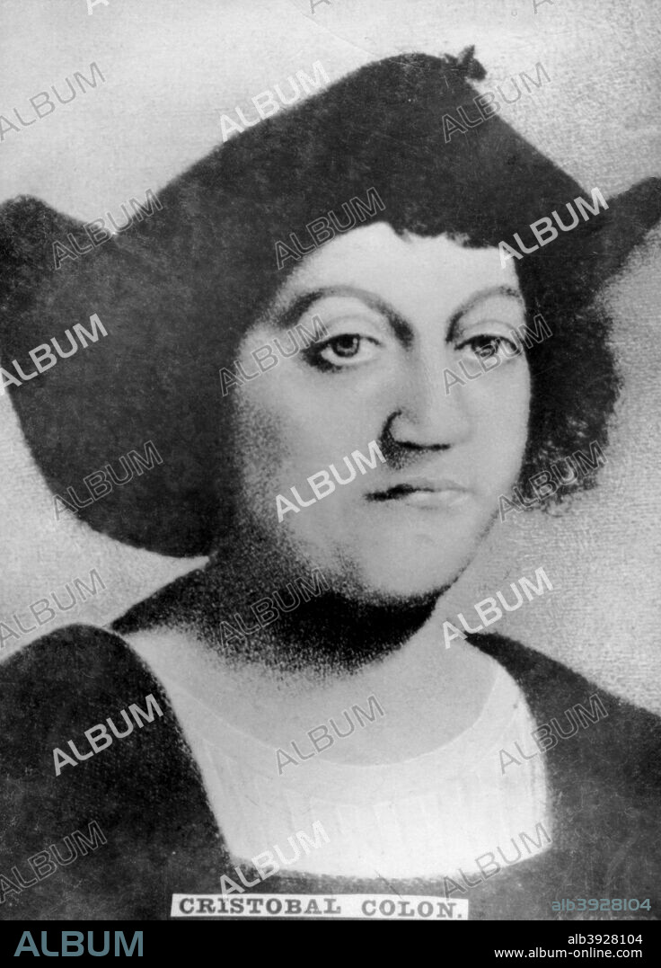 Christopher Columbus (1451-1505), 1920s. Great Genoves sailor who discovered the new world. Cigar card from the History of Cuba, Geografico Universal, Propaganda de los Cigarros Susini y La Corona, Tabacalera Cubana.